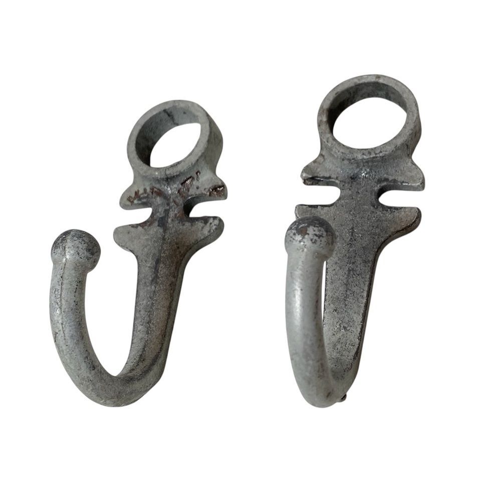 RESTORATIVE HARDWARE 2 ANTIQUE Wrought Iron Farm Style Heavy Duty Hooks Blankets